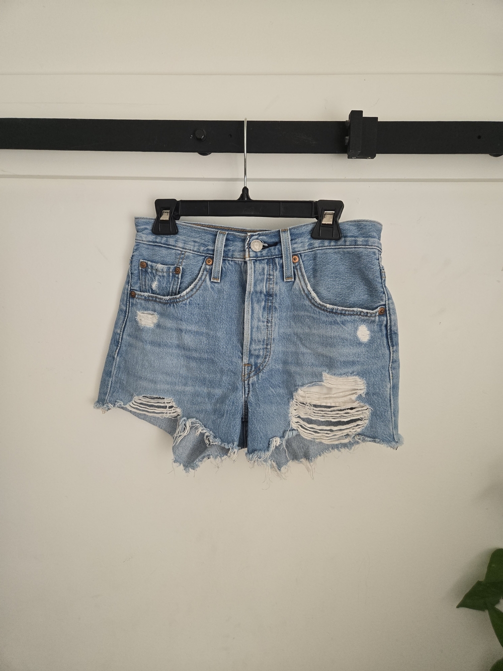 Levi's Light Blue Distressed Denim Shorts